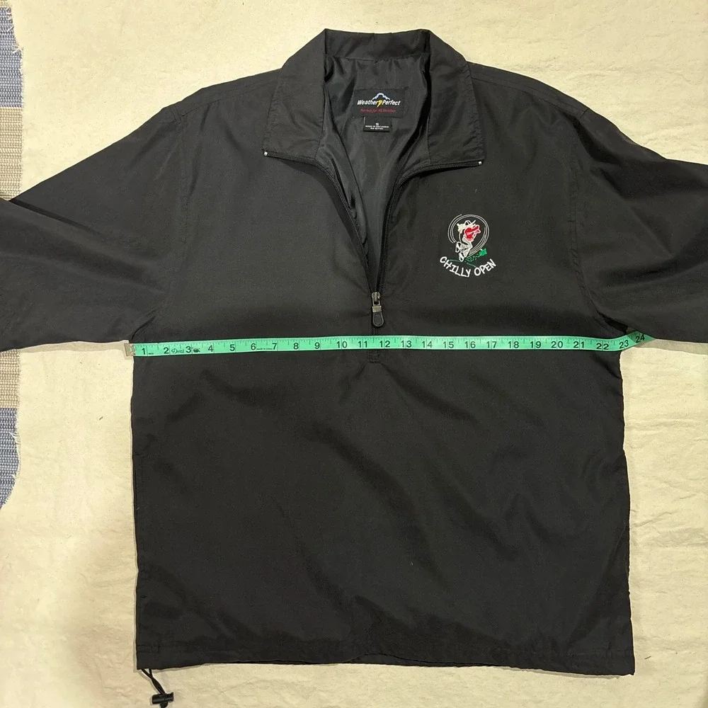 Black Short Sleeve Golf Wind Shirt Chilly Open Embroidered Size S